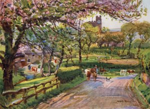 Samlesbury, dans le Lower Ribblesdale (lithographie en couleur)