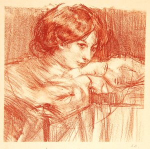 Jeune femme appuyée sur les mains croisées, 1902 - Albert de Belleroche