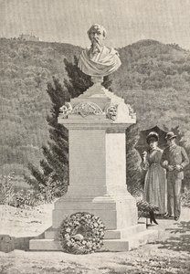 Monument à Paolo Giacometti (1816-1882) au cimetière de Staglieno, Gênes, Italie, gravure d