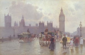 Les Chambres du Parlement depuis Westminster Bridge, vers 1900