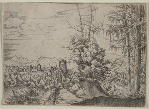 Paysage avec deux pins - Albrecht Altdorfer