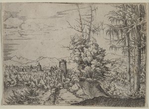 Paysage avec deux pins - Albrecht Altdorfer