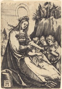 Marie avec enfant et deux garçons