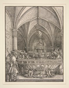 La Sainte Famille en fuite en Égypte à une fontaine - Albrecht Altdorfer