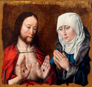 Christ montrant à sa mère les blessures des clous dans ses mains, c.1490