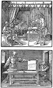 Appareil pour traduire des objets tridimensionnels en dessins bidimensionnels - Albrecht Dürer
