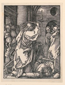 Christ chassant les marchands du temple, de la série La Petite Passion - Albrecht Dürer