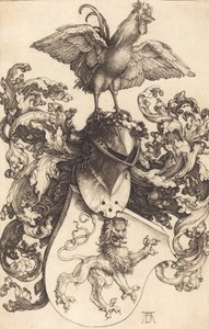 Blason avec un lion et un coq