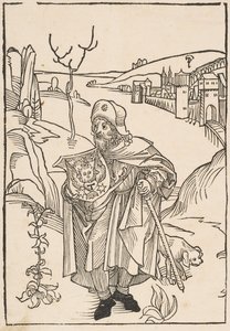 Gerson en pèlerin, frontispice de Gersonis Opera, 1489 - Albrecht Dürer