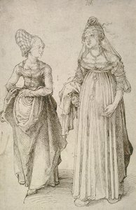 Dame en robe vénitienne contrastée avec une Hausfrau de Nuremberg - Albrecht Dürer