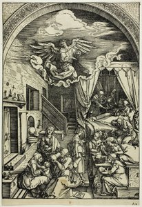 La Naissance de la Vierge, de La Vie de la Vierge - Albrecht Dürer