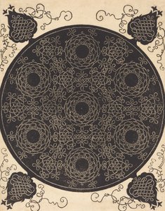 Le Quatrième Nœud combinant sept groupes circulaires de nœuds avec des centres noirs, probablement 1506-1507