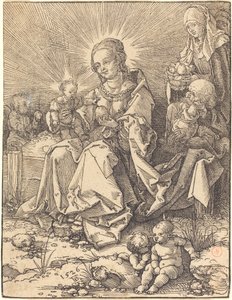 La Sainte Famille sur un banc herbeux - Albrecht Dürer