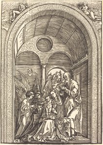 La Sainte Famille avec Deux Anges dans une Salle Voûtée - Albrecht Dürer