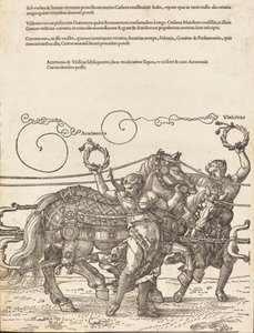 Le Char triomphal de Maximilien I, Le Grand Char triomphal [planche 6 de 8], édition latine de 1523 - Albrecht Dürer
