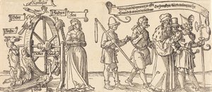 Le Temps et un renard tournant la roue de la fortune avec des gens de tous rangs à droite, probablement 1526