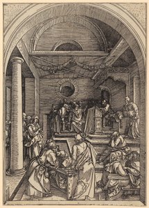 Jésus à douze ans au Temple, planche 16 de la série « La vie de Marie » - Albrecht Dürer