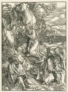 Agonie dans le jardin - Le Christ sur le mont des Oliviers, vers 1496-97 (gravure sur bois) - Albrecht Dürer or Duerer
