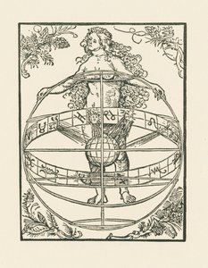 Femme nue avec le zodiaque, vers 1502-03 (gravure sur bois) - Albrecht Dürer or Duerer