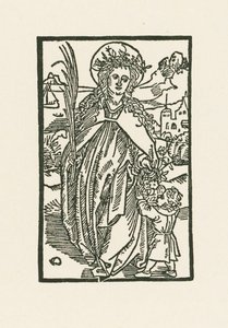 Sainte Dorothée. Illustration de Hortulus Anime. Imprimé par Michael Furter, Bâle