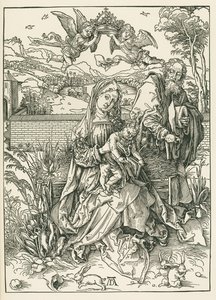 La Sainte Famille avec trois lièvres, vers 1497 (gravure sur bois) - Albrecht Dürer or Duerer