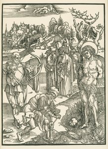 Le martyre de saint Sébastien, vers 1500 (gravure sur bois)