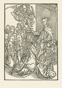 La récompense des élus, représentée par le couronnement de Marie entourée des saints. - Albrecht Dürer or Duerer