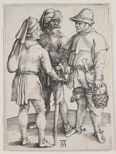 Trois paysans en conversation, vers 1497 (gravure) - Albrecht Dürer or Duerer