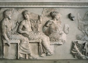 Poséidon, Apollon, Artémis et Aphrodite représentés sur la frise est du Parthénon - Alcamenes (attr. to)