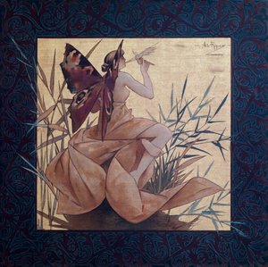 Composition avec nymphe ailée entre les roseaux - Peinture de Alexandre de Riquer i Ynglada (1856-1920)