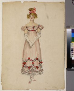 Robe avec guirlandes de fleurs. Projet de costume pour l