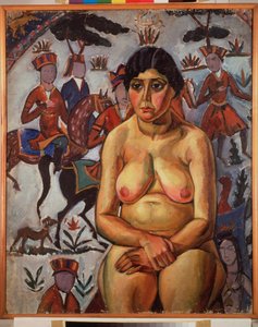 Femme nue devant un tapis persan - Aleksandr Aleksandrovich Osmerkin