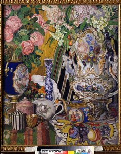 Nature morte aux fleurs et à la porcelaine - Aleksandr Jakovlevic Golovin
