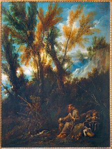 Deux ermites dans un bois - Two hermits in a foreSt ... - Alessandro (style of) Magnasco