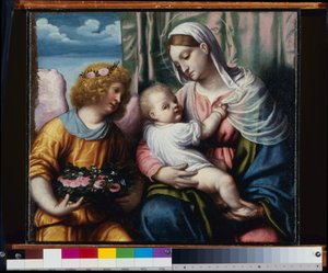Madone avec enfant et un ange - Alessandro Bonvicino Moretto