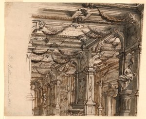 Décor de scène : intérieur du palais - Alessandro Galli Bibiena, 1686 – 1748