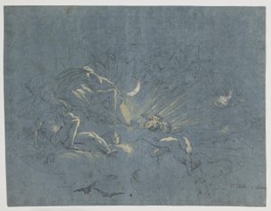 Séléné et Endymion, design pour une peinture de plafond - Alessandro Gherardini
