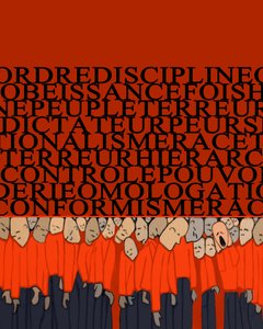 Allégorie du poids de la dictature, de la répression, de la discipline sur l
