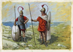 Mercenaire tureophore (3e-1er siècle av. J.-C.) (droite) et Thorakites (gauche)