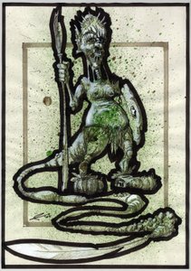 Monstre légendaire pour illustration fantastique : visage d