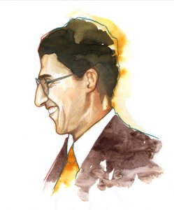 Portrait de Cesare Pavese (1908-1950) - écrivain italien - Illustration par Alessandro Lonati