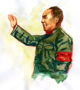 Portrait du révolutionnaire communiste chinois et fondateur de la République populaire de Chine Mao Zedong