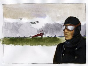 Portrait de Manfred von Richthofen surnommé le Baron Rouge (1892-1918) aviateur allemand. Illustration par Alessandro Lonati