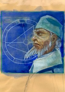 Portrait de Michel de Notre Dame (Nostradamus) astrologue anglais - Portrait de Nostradamus, Michel de Notre Dame (1503-1566) astrologue et médecin français