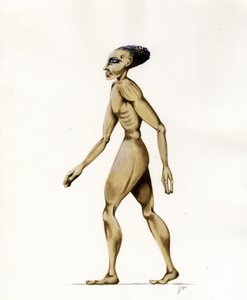Illustration de science-fiction : un extraterrestre de la planète Mars à la conquête de l