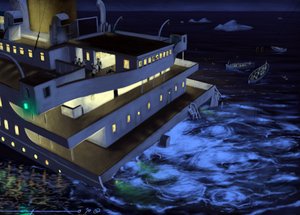 Vue du paquebot transatlantique Titanic au moment du naufrage les 14 et 15 avril 1912. Illustration par Alessandro Lonati, 2010 - Alessandro Lonati