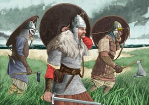 Guerriers vikings débarquant