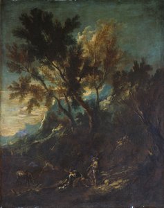 Un paysage de montagne avec des figures pastorales - Alessandro Magnasco