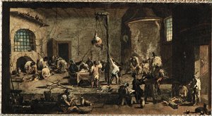Scène au palais de justice ... (huile sur toile)
