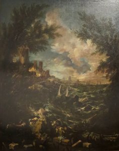 Vue de la côte avec une épave" par Alessandro Magnasco